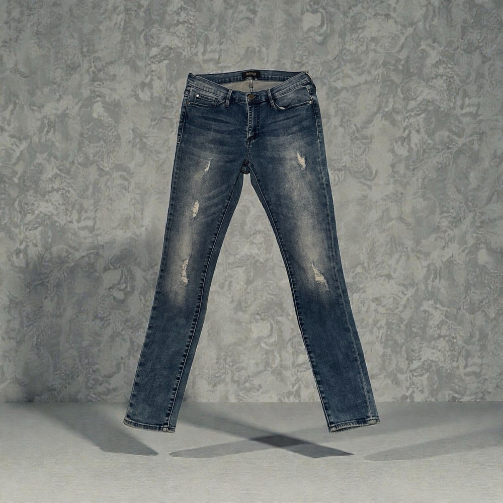 Buffalo Jeans Faith Skinny Jeans Womens 28 Blue Distressed Rips 30” Inseam
